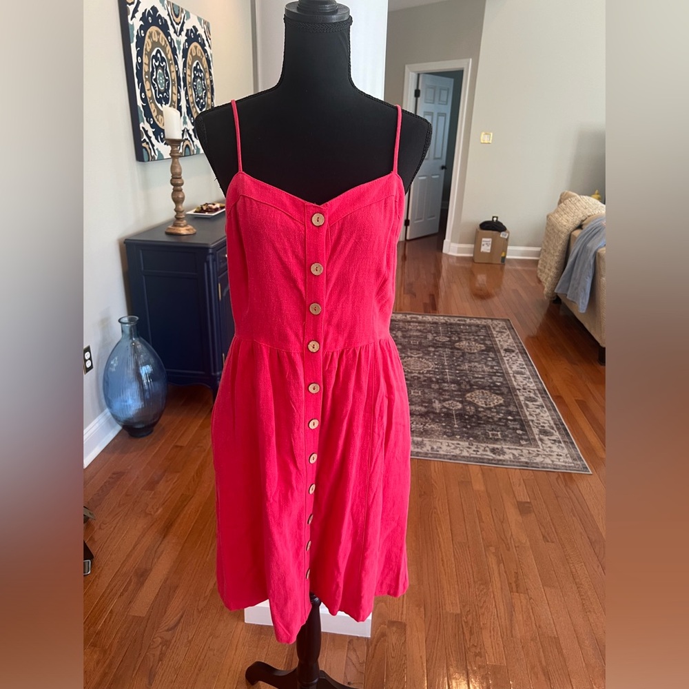 Universal Thread Linen Blend Button Front Stretch… - image 1